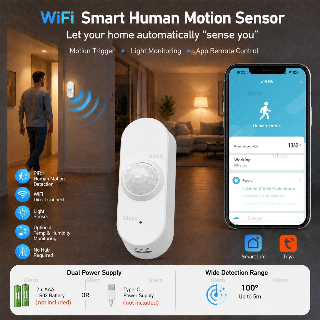 Tuya Wifi PIR Motion Sensor Sm - Smart Home Wiser ulasan dan harga